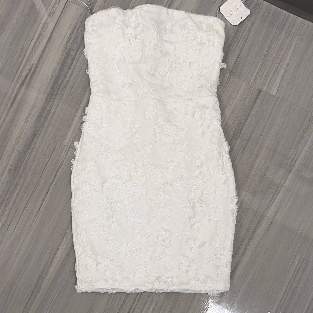 Altar'd State Strapless White Floral Dress
